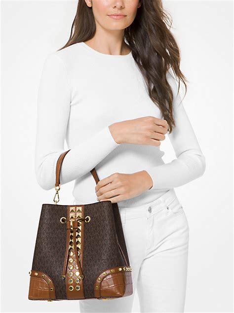 michael kors mercer stud|Mercer Gallery Medium Logo and Studded Crocodile  .